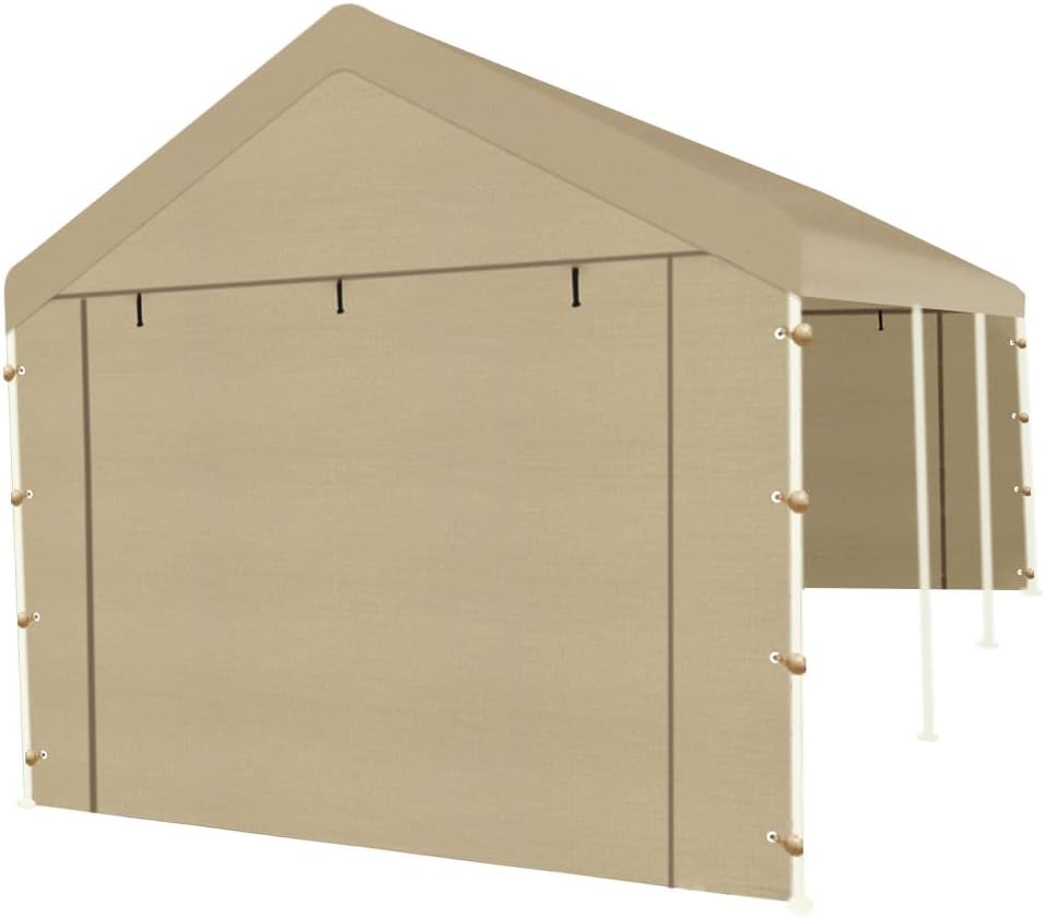 carport sidewall panel with elastic ball bungees, for, close-up detail