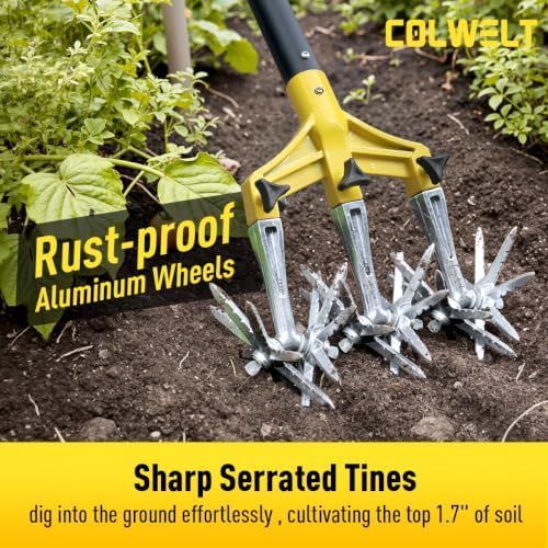 colwelt cultivators for gardening 61’’, rotary cultivator tool shown in use