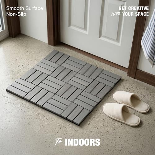 acacia interlocking deck tiles, 12in, 9pcs outdoor flooring, side view