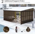 domi 12x16ft sunroom, wall mounted sunroom kit with showing dimensions