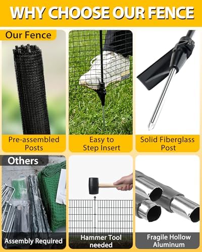 3'x50' temporary fence with posts, dog fence outdoor, side view