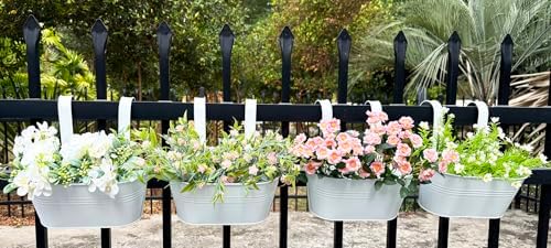 12" metal balcony fence railing planters for outdoor, package contents