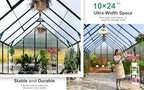 cdcasa 10x24 ft greenhouse for outdoors,large easy assembly, side view
