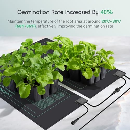 luxbird 4 pack seedling heat mats with digital, close-up detail