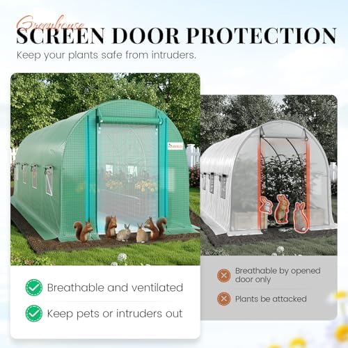 king bird premium 15x7x7ft greenhouse for outdoors, galvanized, close-up detail