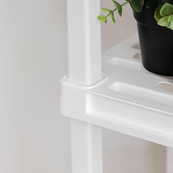 IRIS USA 3-Shelf Light Duty Plastic Storage Shelves, 150lb Capacity, 33" H x 24" W x 12" D, Medium Modular Shelving Unit Storage Organizer for Bathroom, Laundry, Garage & Home, Storage Rack - White