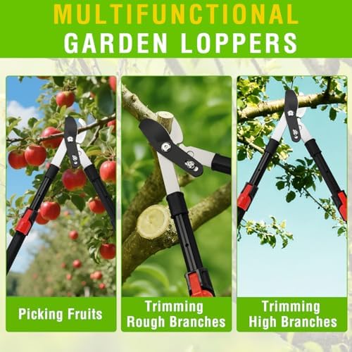 yesker 26-33 inch extendable bypass loppers for tree, front angle view
