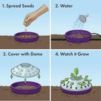 outdoor germination and grow kit with greenhouse domes, close-up detail