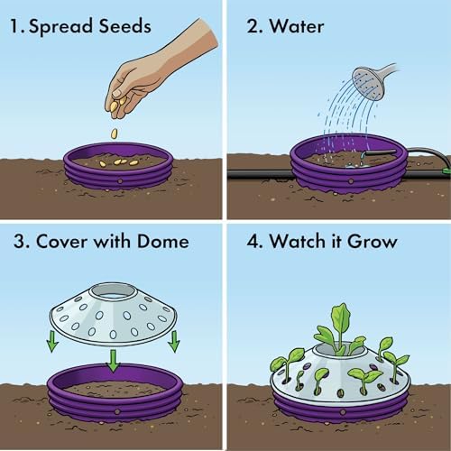 outdoor germination and grow kit with greenhouse domes, close-up detail