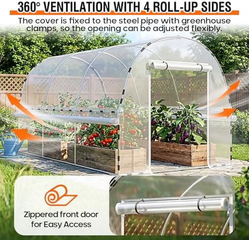 walk-in tunnel greenhouse for outdoors 14.8 x 7.9 showing dimensions
