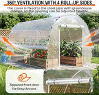 walk-in tunnel greenhouse for outdoors 14.8 x 7.9 showing dimensions
