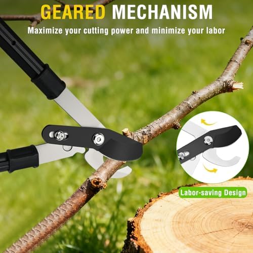 yesker 26-33 inch extendable bypass loppers for tree showing dimensions