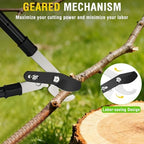 yesker 26-33 inch extendable bypass loppers for tree showing dimensions