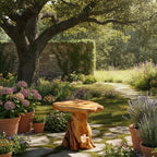 cedar wood stump mushroom stool live edge side, package contents