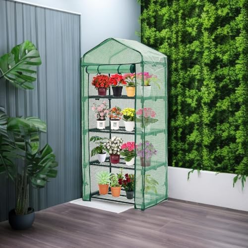 purlyu mini greenhouse for indoor outdoor,plant green house, front angle view