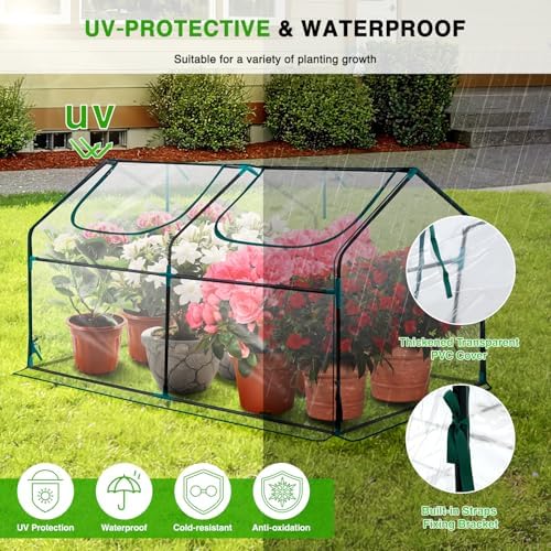 yesker mini greenhouse 71"x36"x36" portable small green house, side view