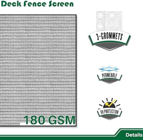 3'x50' gray balcony privacy screen fence outdoor patio, view 9