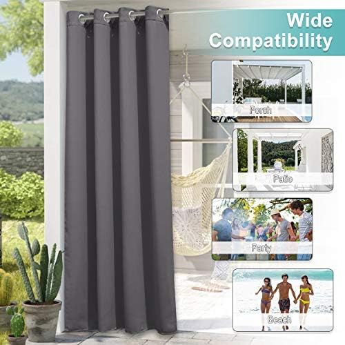 nicetown 2 panels blackout grey outdoor curtains for showing dimensions