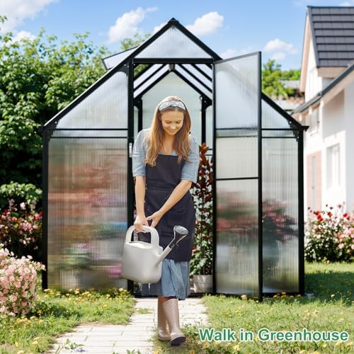 polycarbonate greenhouse kit,8x6x6 ft outsides heavy duty green, view 9