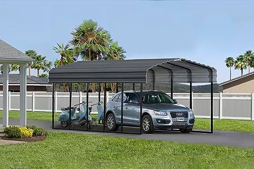 arrow carports galvanized steel carport, full-size metal carport shown in use