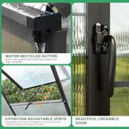 10x24 ft polycarbonate greenhouse large heavy duty aluminum, side view