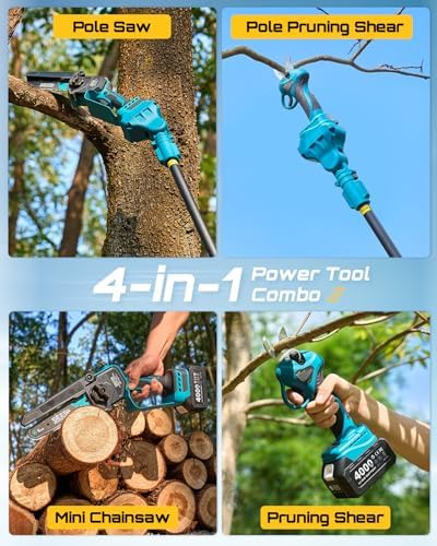 seesii 4-in-1 pole saw & pruning shears combo shown in use