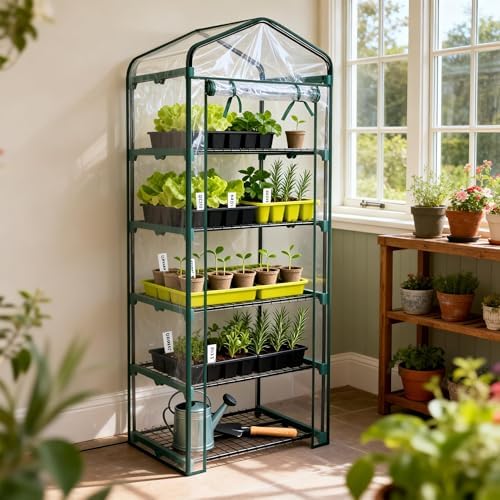 worth garden 5 tier mini greenhouse - 75'', front angle view