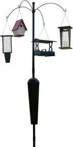 Sequoia Squirrel Proof Bird Feeder Pole System with Patented Spring Baffle, 4 Hanging Stations, Heavy Duty Galvanized Steel with Auger, Adjustable Arms