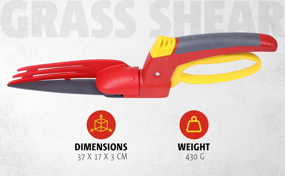 Wolf-Garten RIGC Professional Single Hand Grass Shears, Red, 39.2x2.47x2.5 cm