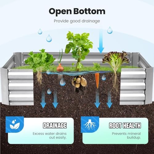 quictent 6x3x1ft galvanized raised garden bed with cover, front angle view