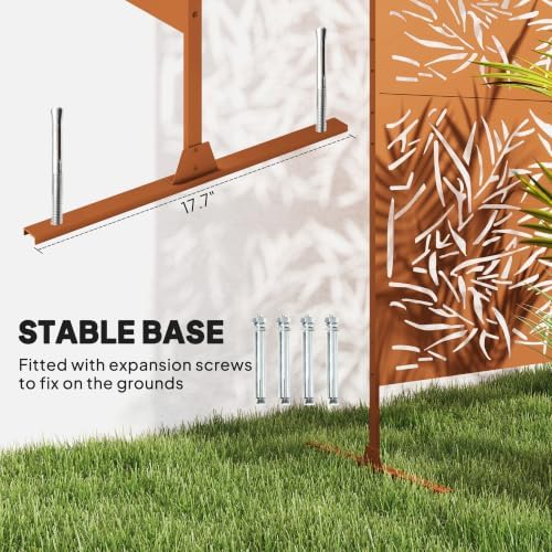 outsunny metal outdoor privacy screen stand 78" h, side view