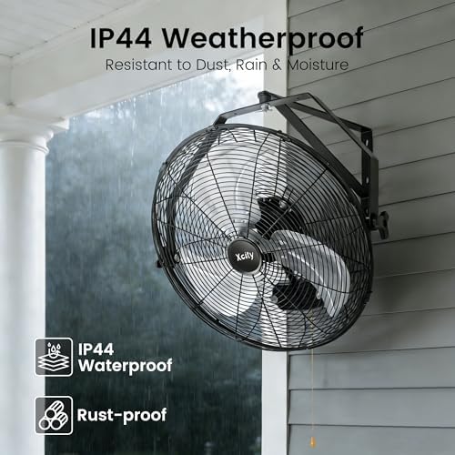 xcity wall mount fan 18", 3-speed, ip44 waterproof, close-up detail