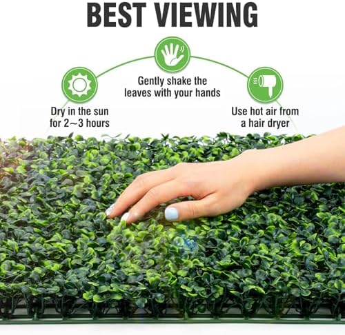 kaszoo 24 pack 20"x20" grass wall panels showing dimensions