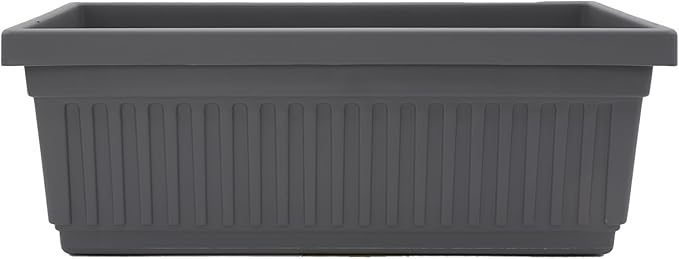 The HC Companies Venetian Window Planter Box w/Drain Plug - Long Planter Box for Windowsills, Balconies & More - Plastic Large Rectangular Planters for Herbs & Flowers (24" Warm Gray, Pack of 1)