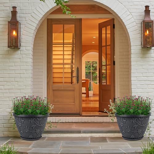 nooulap 4 pack 16 inch large plant pot, side view