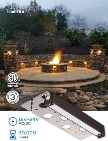 leonlite 4-pack 7 inch led hardscape lighting, 3w/4w/5w showing dimensions