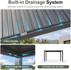 aoxun louvered pergola 10x12 all-aluminum, waterproof curtains and, view 13