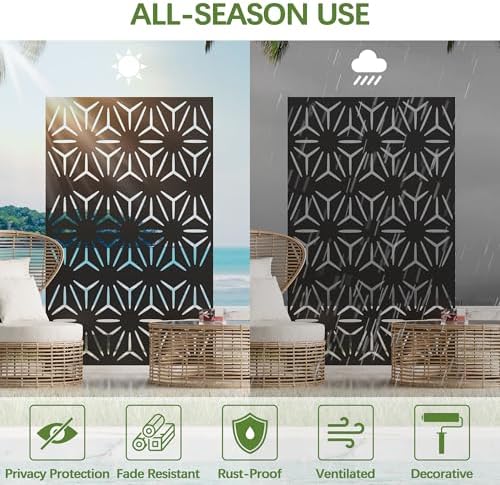 cofar metal privacy screen outdoor 72" h×44" w, side view
