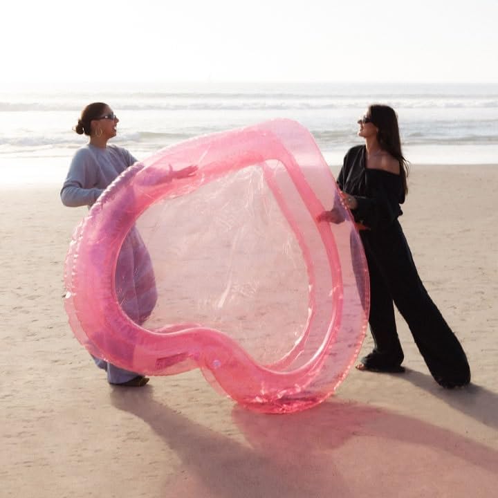FUNBOY Giant Inflatable Luxury Clear Pink Heart Kiddie Pool, Year-Round Fun for Ball Pits, Swimming Pools, a Summer Pool Party and The Beach