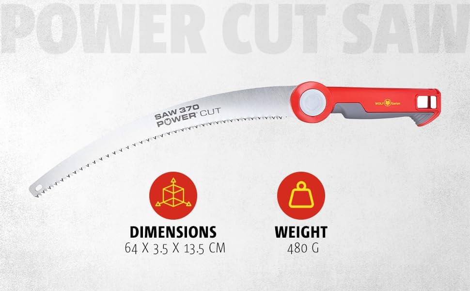 Wolf-Garten PC370MS Multi-Change Power Cut Pruning Saw Tree Care Tool Head, Red, 67x3.2x3 cm