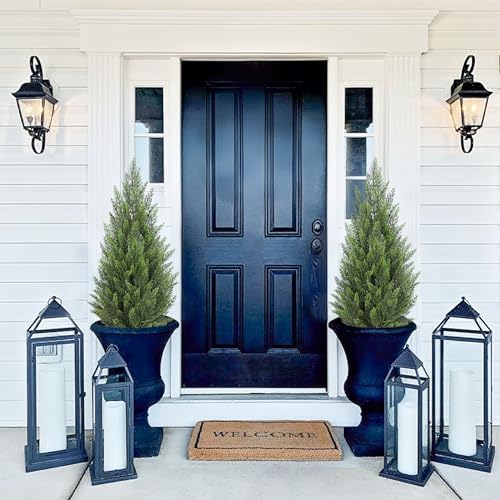 briful 3ft artificial cedar topiary trees set of shown in use