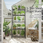 ekisemio 5-tier metal plant stand, heavy duty indoor showing dimensions