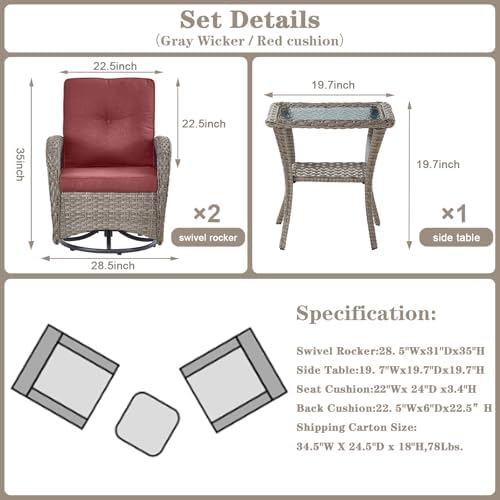 belord swivel patio chairs wicker set - outdoor shown in use