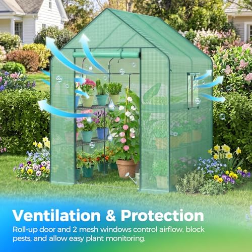 ohuhu greenhouse for outdoors with screen windows, 57, side view