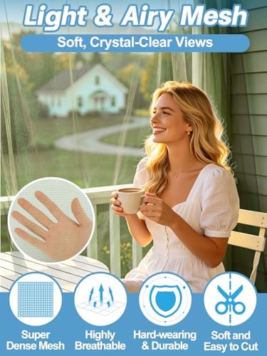 40x10ft ultra-fine mesh mosquito net, patio screen netting, close-up detail