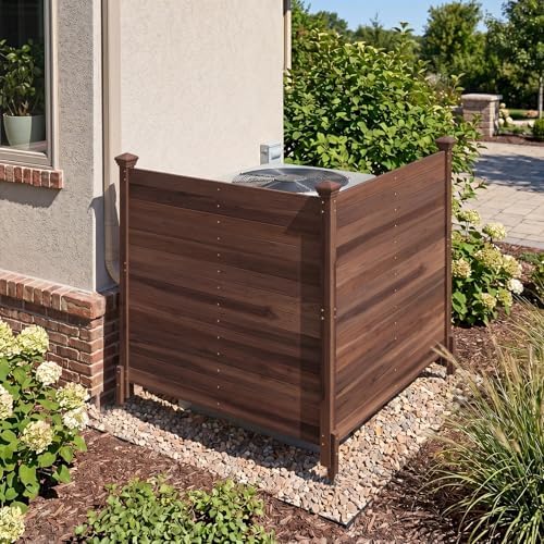 giantex 2 panels wooden privacy fence with stakes shown in use