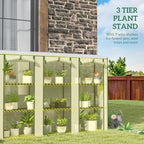 outsunny lean-to greenhouse with 3 tier shelves 84.6", side view