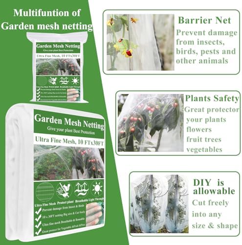 garden mesh netting kit, plant covers 10x30ft ultra shown in use