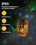 2 Pack Sunflower Solar Lanterns Outdoor Waterproof, Garden Decor Birthday Gifts for Women Mom Grandma Sister, Metal Hanging Solar Lights Outside Decorative for Backyard Patio Lawn Pathway Landscape