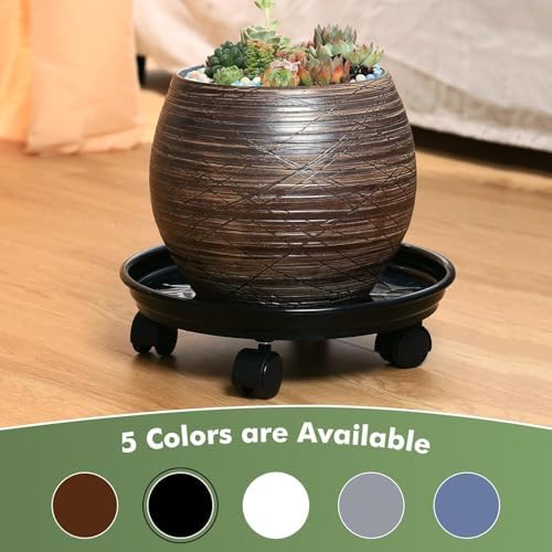 7 packs plant caddy with wheels 11.8" plastic, close-up detail